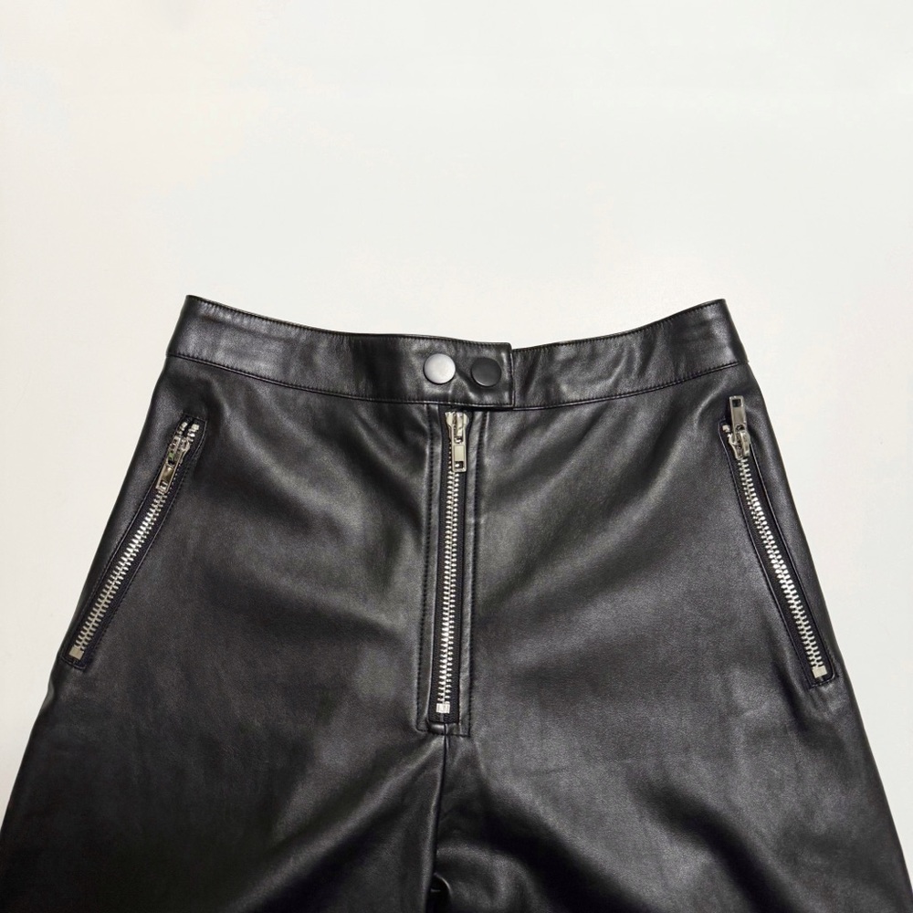 Pretty Little Thing High Rise Faux Leather Wide Leg Zipper Trousers - Picture 4 of 11